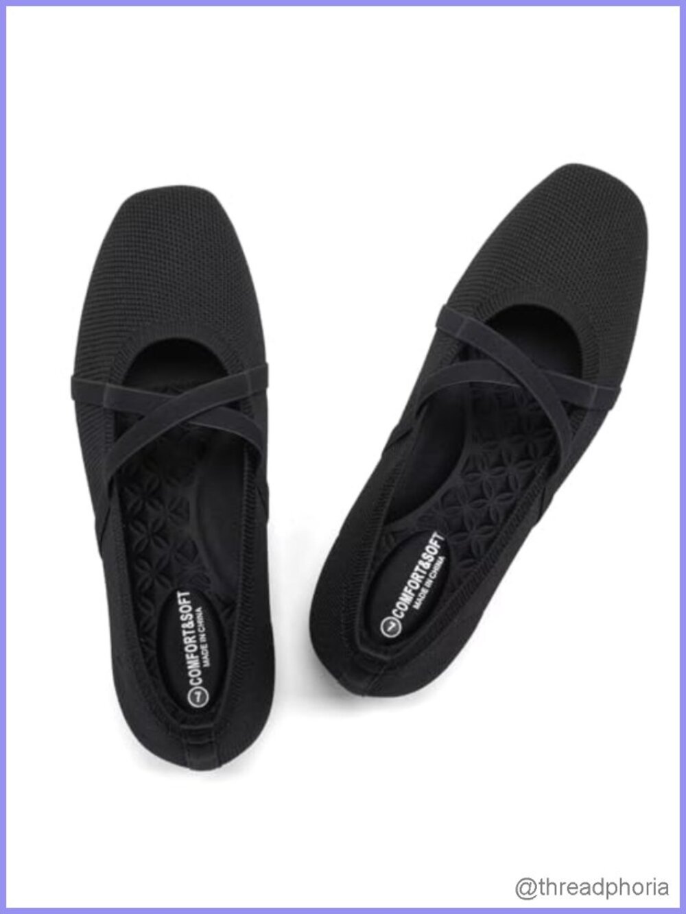 Mary Jane Flats Square Toe Cross Strap Ballet Work Dressy Comfortable